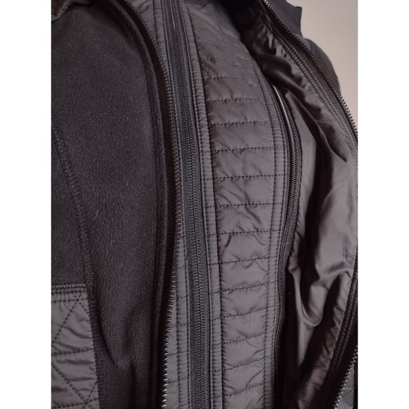 LULULEMON Fleecy Keen Jacket Black Size 4 Removable Hood Warm Layered Quilted BB - Picture 2 of 6